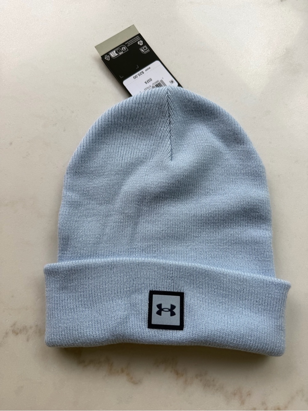 Under Armour Light Blue Cuffed Beanie with Logo Patch NWT